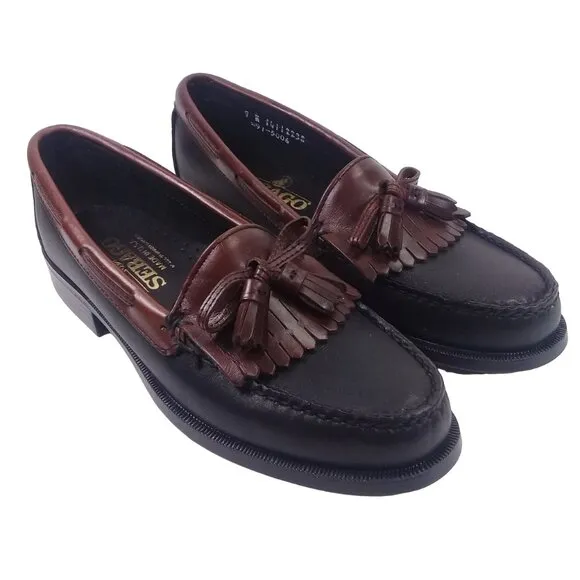 Sebago Women's NEW Kiltie Tassel Black/Brown Moc Loafers Leather 9N