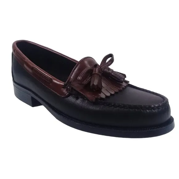 Sebago Women's NEW Kiltie Tassel Black/Brown Moc Loafers Leather 9N