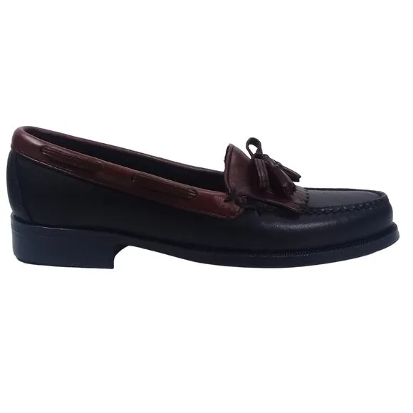 Sebago Women's NEW Kiltie Tassel Black/Brown Moc Loafers Leather 9N