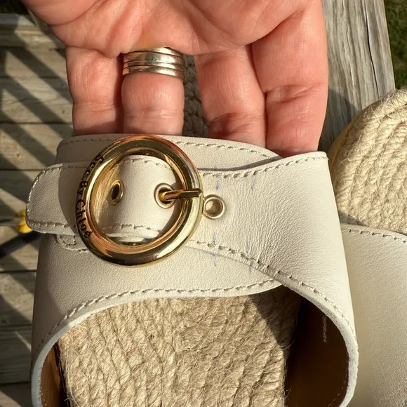 See By Chloe Gold and White Espadrille Shoes