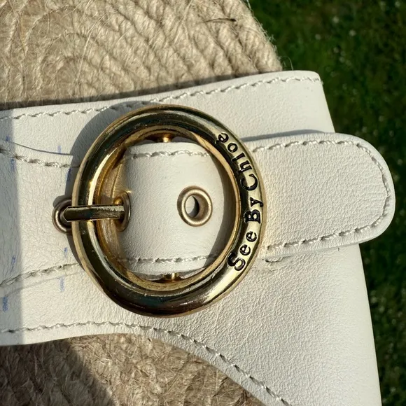 See By Chloe Gold and White Espadrille Shoes