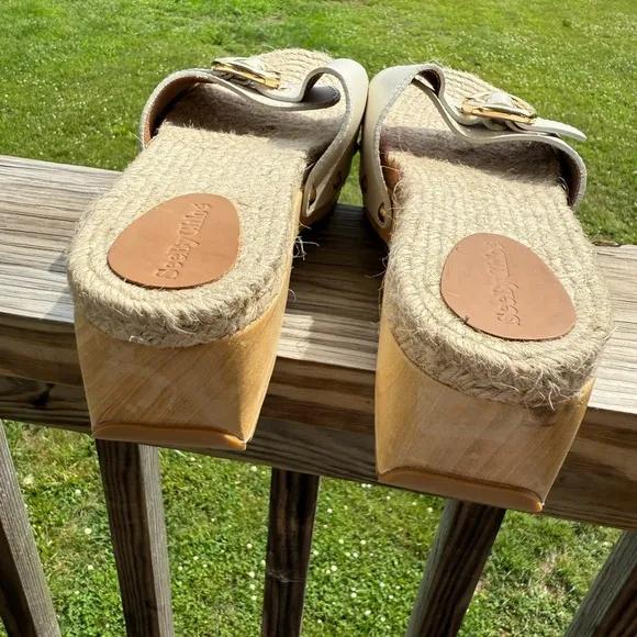 See By Chloe Gold and White Espadrille Shoes
