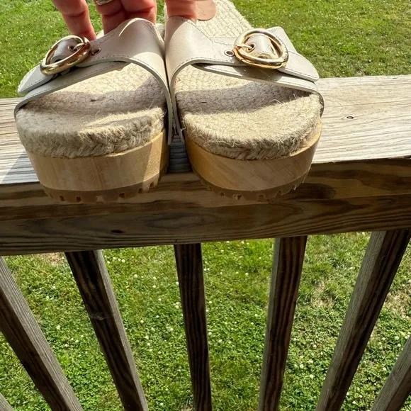 See By Chloe Gold and White Espadrille Shoes