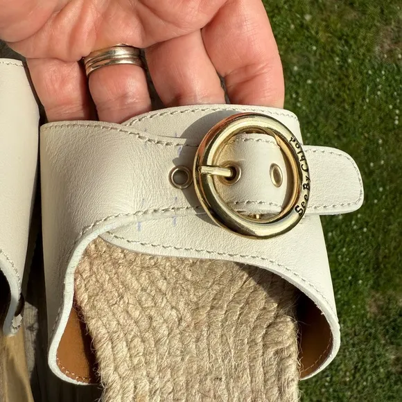 See By Chloe Gold and White Espadrille Shoes