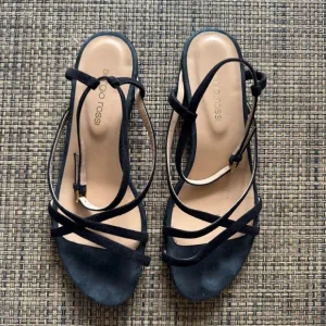 Sergio Rossi black suede strappy sandals