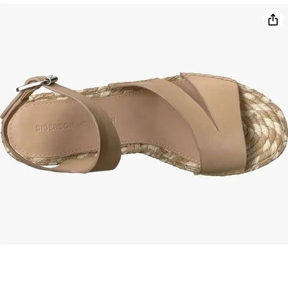 SIGERSON MORRISON Arien platform wedge Espadrille beige leather sandal pumps 7
