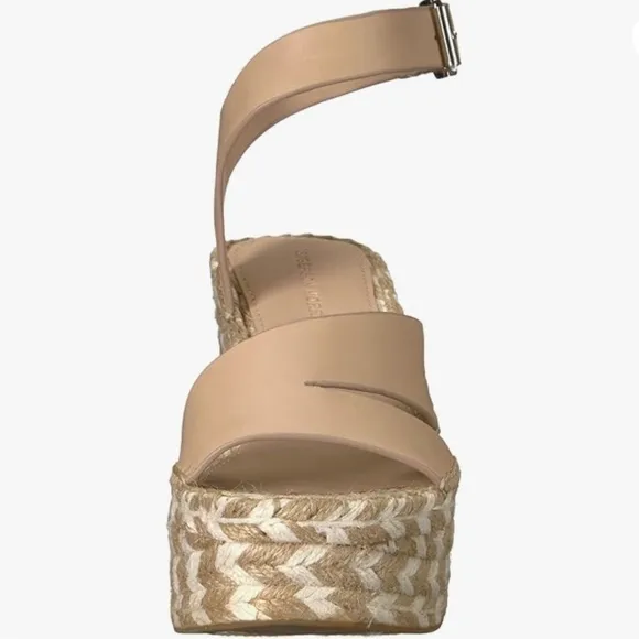 SIGERSON MORRISON Arien platform wedge Espadrille beige leather sandal pumps 7