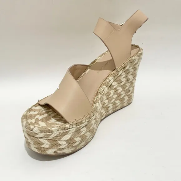 SIGERSON MORRISON Arien platform wedge Espadrille beige leather sandal pumps 7