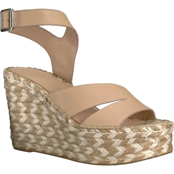 SIGERSON MORRISON Arien platform wedge Espadrille beige leather sandal pumps 7