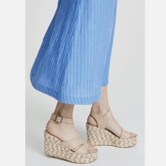 SIGERSON MORRISON Arien platform wedge Espadrille beige leather sandal pumps 7