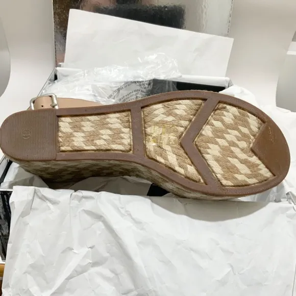 SIGERSON MORRISON Arien platform wedge Espadrilles Beige Nude leather sandal 9.5