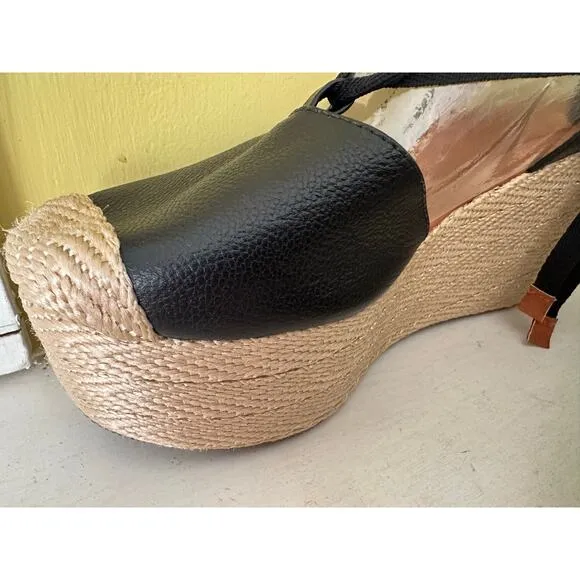 Silvia Cobos Espadrilles Lace Up Black EUC sz 38 = US 7.5