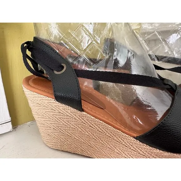 Silvia Cobos Espadrilles Lace Up Black EUC sz 38 = US 7.5