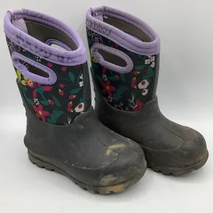 Size 8: Bogs Black/Purple Floral Insulated Rain Boots
