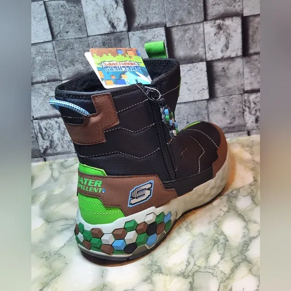 Skechers Black and Brown Rain &amp; Snow Boots with Insulated Design