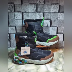 Skechers Black and Brown Rain &amp; Snow Boots with Insulated Design