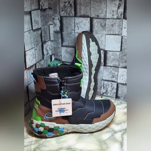Skechers Black and Brown Rain &amp; Snow Boots with Insulated Design