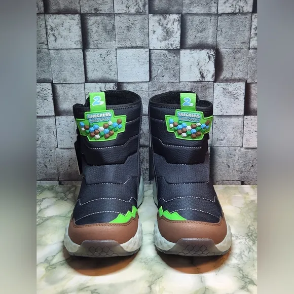 Skechers Black and Brown Rain &amp; Snow Boots with Insulated Design