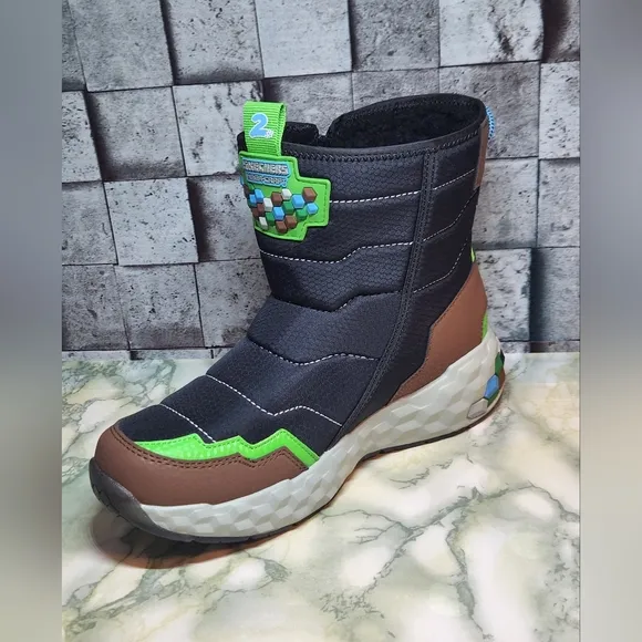 Skechers Black and Brown Rain &amp; Snow Boots with Insulated Design