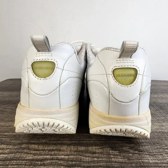 Skechers White Shape-Up Leather Sneakers Size 7.5 Y2K Retro Chunky Preppy Summer
