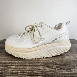 Skechers White Shape-Up Leather Sneakers Size 7.5 Y2K Retro Chunky Preppy Summer