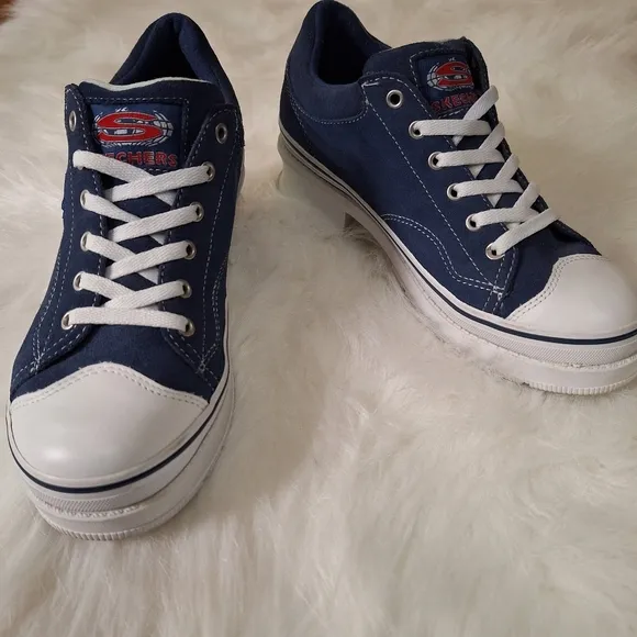 SKETCHERS 90's Retro InspiredPlatform Blue Suede SZ 8 Excellent Condition Y2K