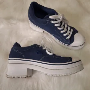 SKETCHERS 90's Retro InspiredPlatform Blue Suede SZ 8 Excellent Condition Y2K
