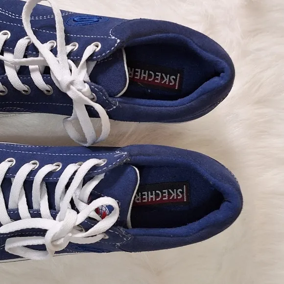 SKETCHERS 90's Retro InspiredPlatform Blue Suede SZ 8 Excellent Condition Y2K