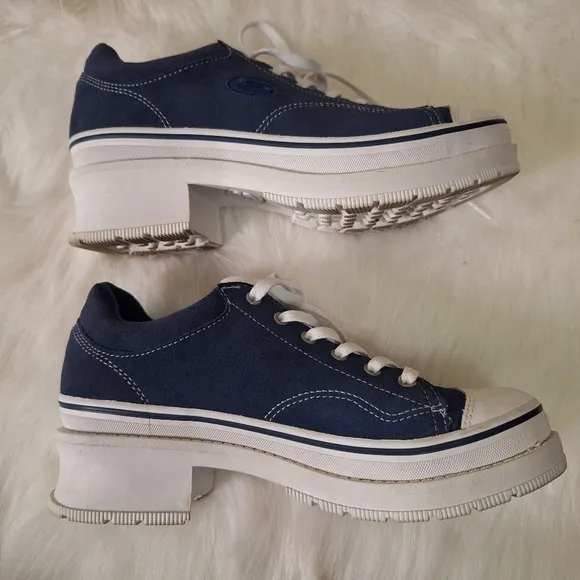 SKETCHERS 90's Retro InspiredPlatform Blue Suede SZ 8 Excellent Condition Y2K