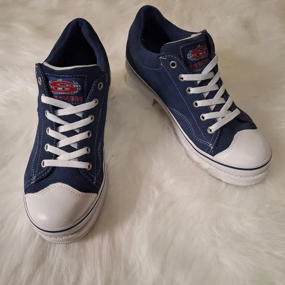 SKETCHERS 90's Retro InspiredPlatform Blue Suede SZ 8 Excellent Condition Y2K