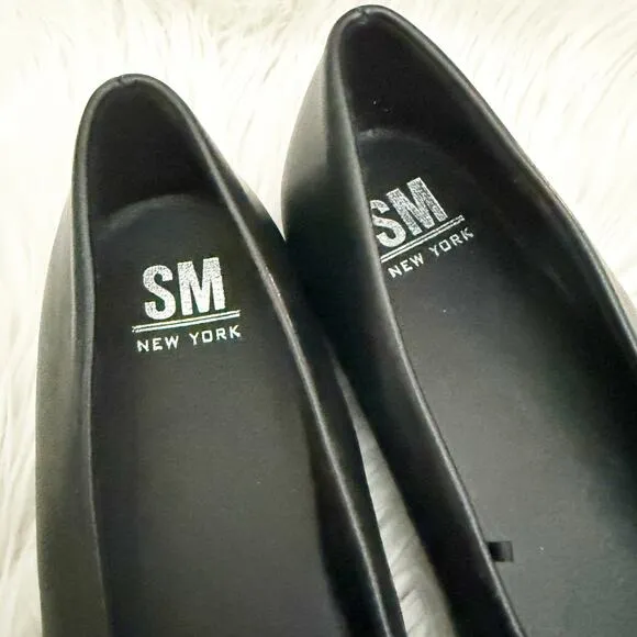 SM NEW YORK x STEVE MADDEN | Black Pointed Ballet Flats Pave Bow | Size 11