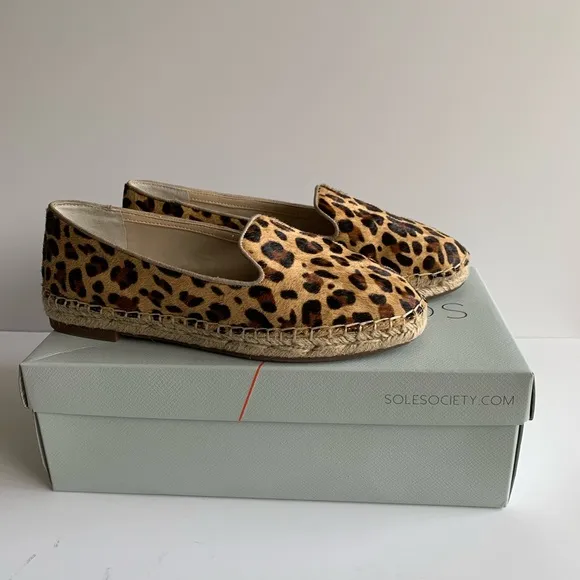 SOLE SOCIETY Sammah Espadrille Loafer Leopard Calf Hair Size 7 1/2 M