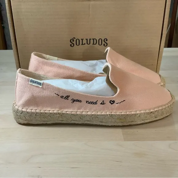 Soludos All You Need Pink Espadrille NIB Jute Slip On Shoes Size 8.5