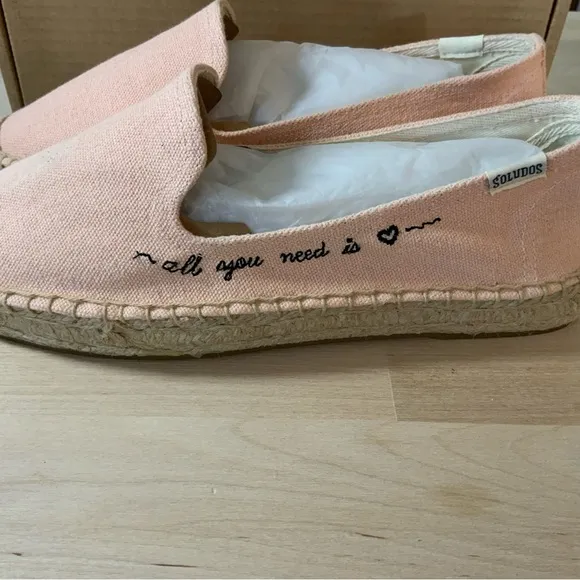Soludos All You Need Pink Espadrille NIB Jute Slip On Shoes Size 8.5