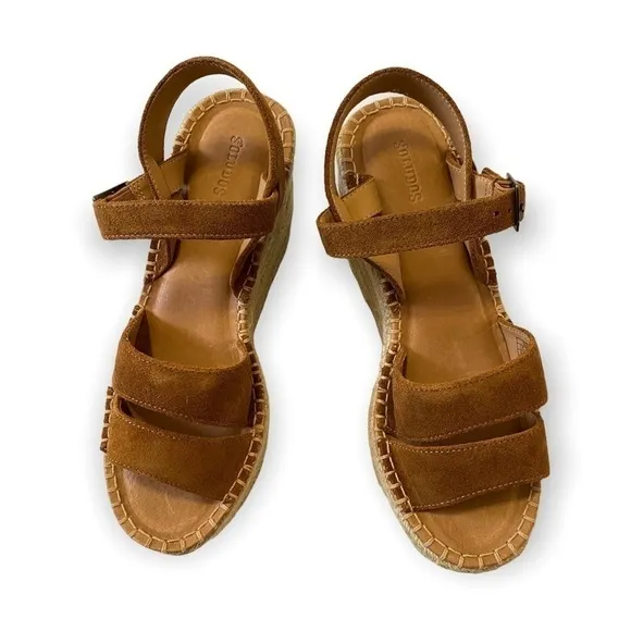 Soludos Espadrilles Wedge Sandals Brown Suede, Size 8.5, NWT