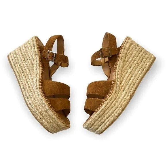 Soludos Espadrilles Wedge Sandals Brown Suede, Size 8.5, NWT