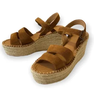 Soludos Espadrilles Wedge Sandals Brown Suede, Size 8.5, NWT
