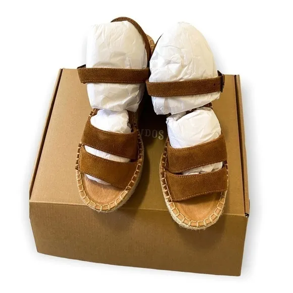 Soludos Espadrilles Wedge Sandals Brown Suede, Size 8.5, NWT