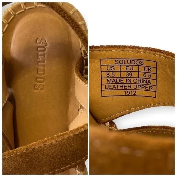 Soludos Espadrilles Wedge Sandals Brown Suede, Size 8.5, NWT