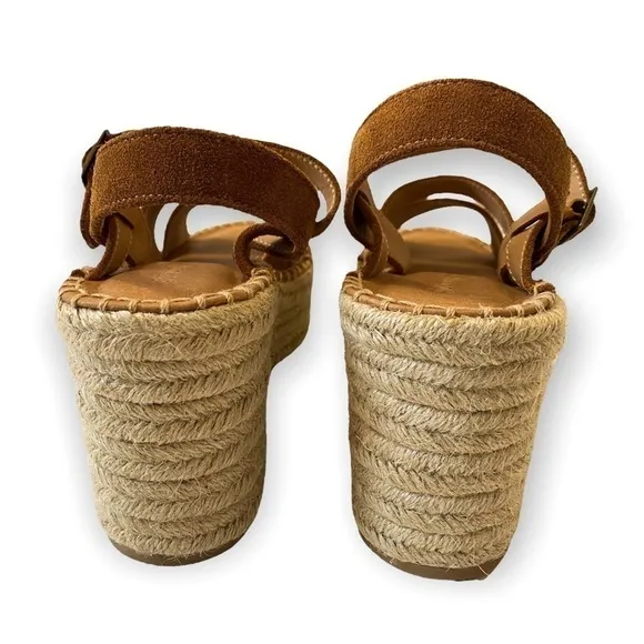 Soludos Espadrilles Wedge Sandals Brown Suede, Size 8.5, NWT
