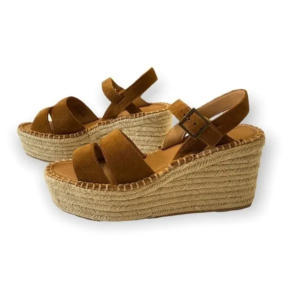 Soludos Espadrilles Wedge Sandals Brown Suede, Size 8.5, NWT