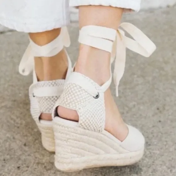 SOLUDOS Lyon Lace Up Espadrilles Wedges