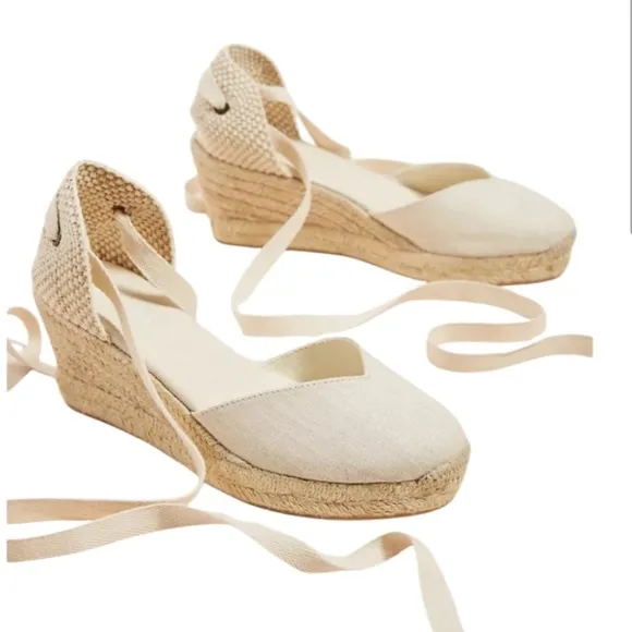 SOLUDOS Lyon Lace Up Espadrilles Wedges