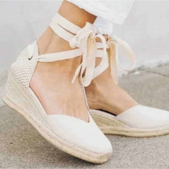 SOLUDOS Lyon Lace Up Espadrilles Wedges