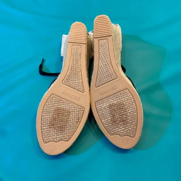 Soludos Marseille Wedge Espadrilles Black Closed-Toed Lace-up Tall Heel Boho