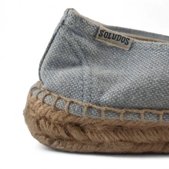 SOLUDOS Smoking Slipper Platform Gray Espadrille Sandals Organic Flatform 6.5