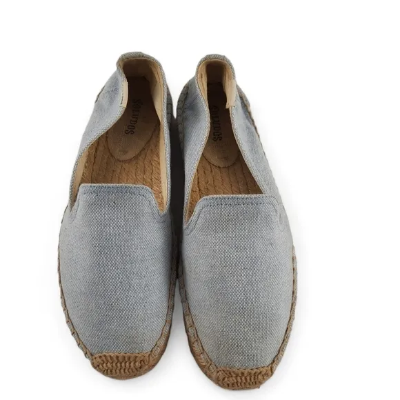 SOLUDOS Smoking Slipper Platform Gray Espadrille Sandals Organic Flatform 6.5