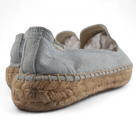 SOLUDOS Smoking Slipper Platform Gray Espadrille Sandals Organic Flatform 6.5
