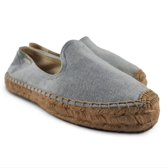SOLUDOS Smoking Slipper Platform Gray Espadrille Sandals Organic Flatform 6.5