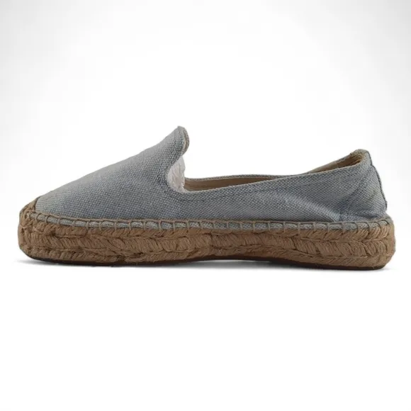 SOLUDOS Smoking Slipper Platform Gray Espadrille Sandals Organic Flatform 6.5